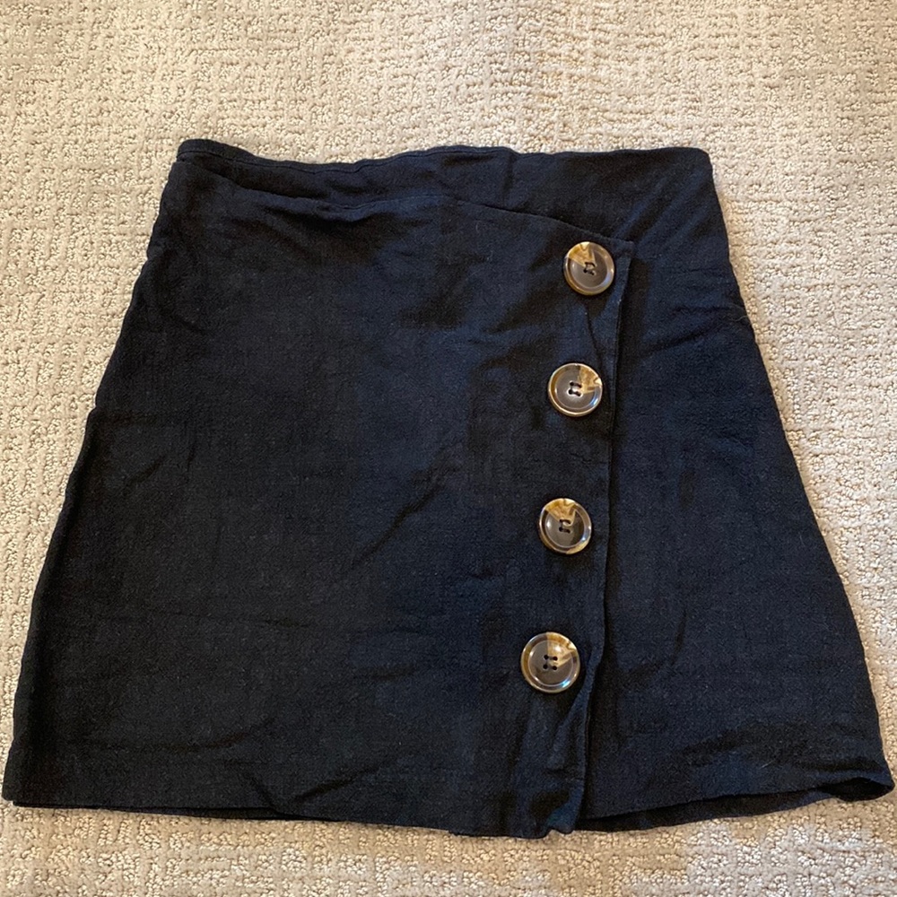 Worn Women’s Mini Black Skirt with Tortoise Buttons